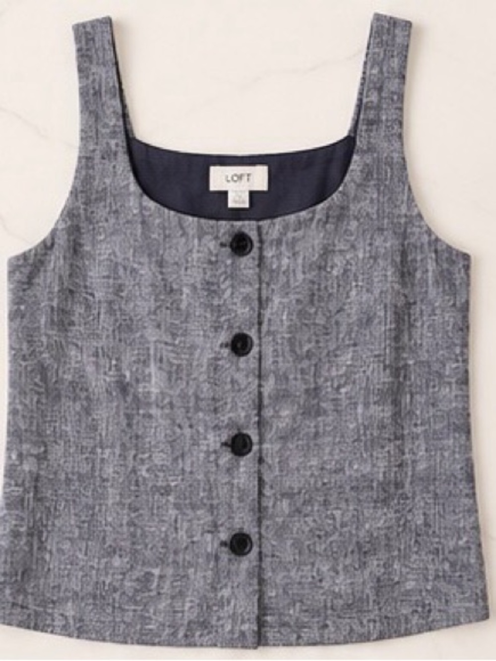 LOFT Gray Textured Button-Front Camisole